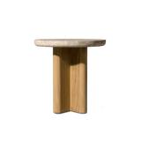 Victoria Teak Side Table | Teak Natural, Travertine Cream,