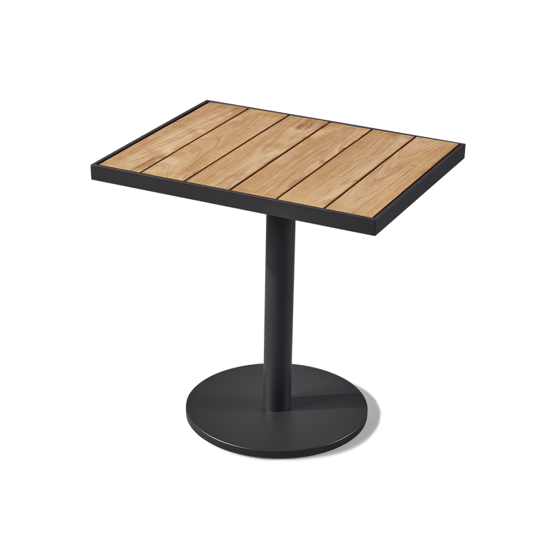 Vienna 24x30" Rectangle Bistro Table | Aluminum Asteroid, Teak Natural,