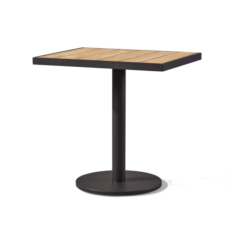 Vienna 24x30" Rectangle Bistro Table | Aluminum Asteroid, Teak Natural,