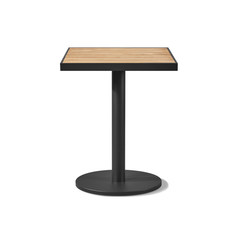 Vienna 24x30" Rectangle Bistro Table | Aluminum Asteroid, Teak Natural,