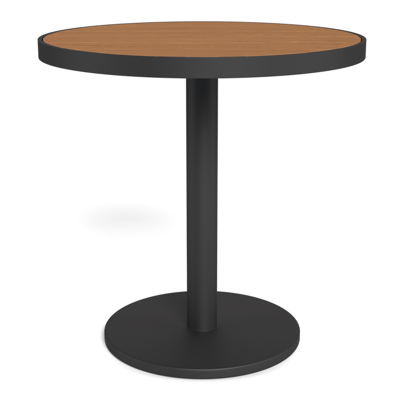 Vienna 30" Round Bistro Table | Aluminum Asteroid, Teak Natural,