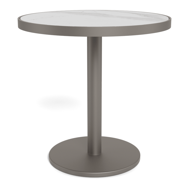 Vienna 30" Round Bistro Table | Aluminum Taupe, Laminam Bianco,