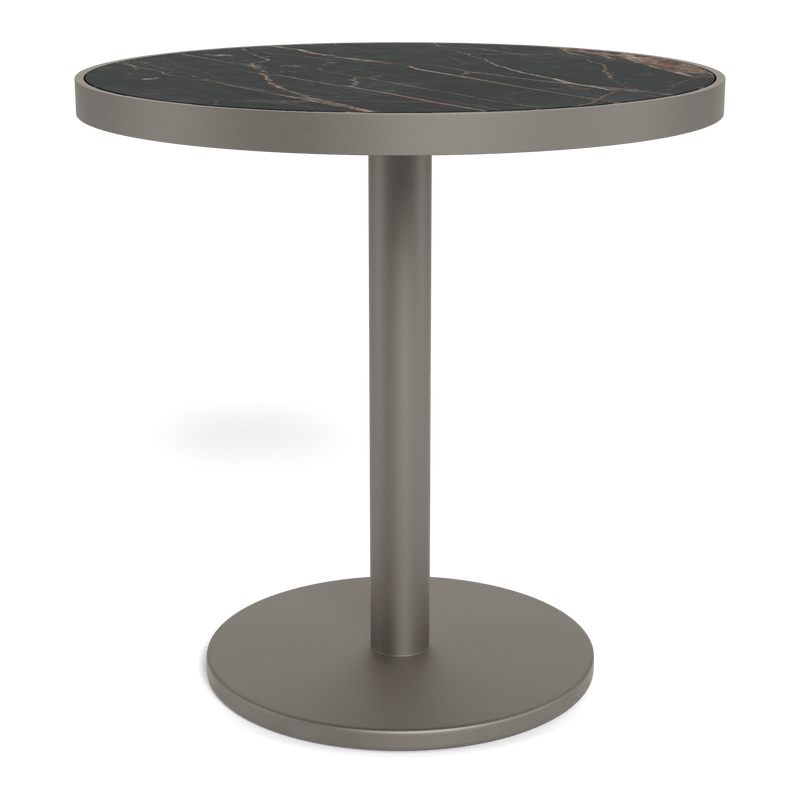 Vienna 30" Round Bistro Table | Aluminum Taupe, Laminam Noir,