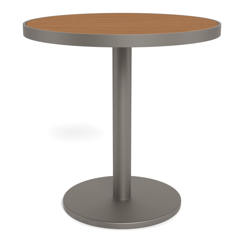 Vienna 30" Round Bistro Table | Aluminum Taupe, Teak Natural,