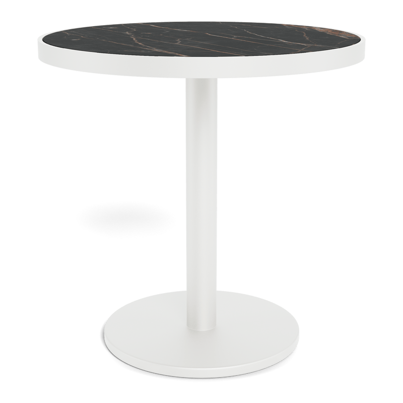 Vienna 30" Round Bistro Table | Aluminum White, Laminam Noir,