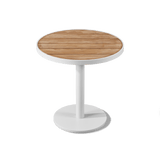 Vienna 30" Round Bistro Table | Aluminum White, Teak Natural,