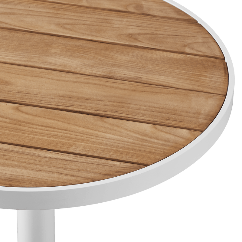 Vienna 30" Round Bistro Table | Aluminum White, Teak Natural,