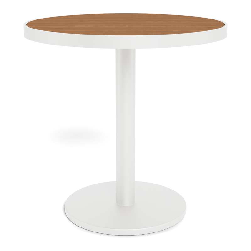 Vienna 30" Round Bistro Table | Aluminum White, Teak Natural,