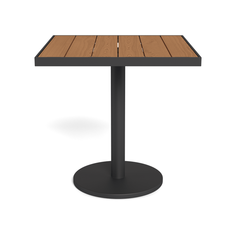 Vienna 30" Square Bistro Table | Aluminum Asteroid, Teak Natural,