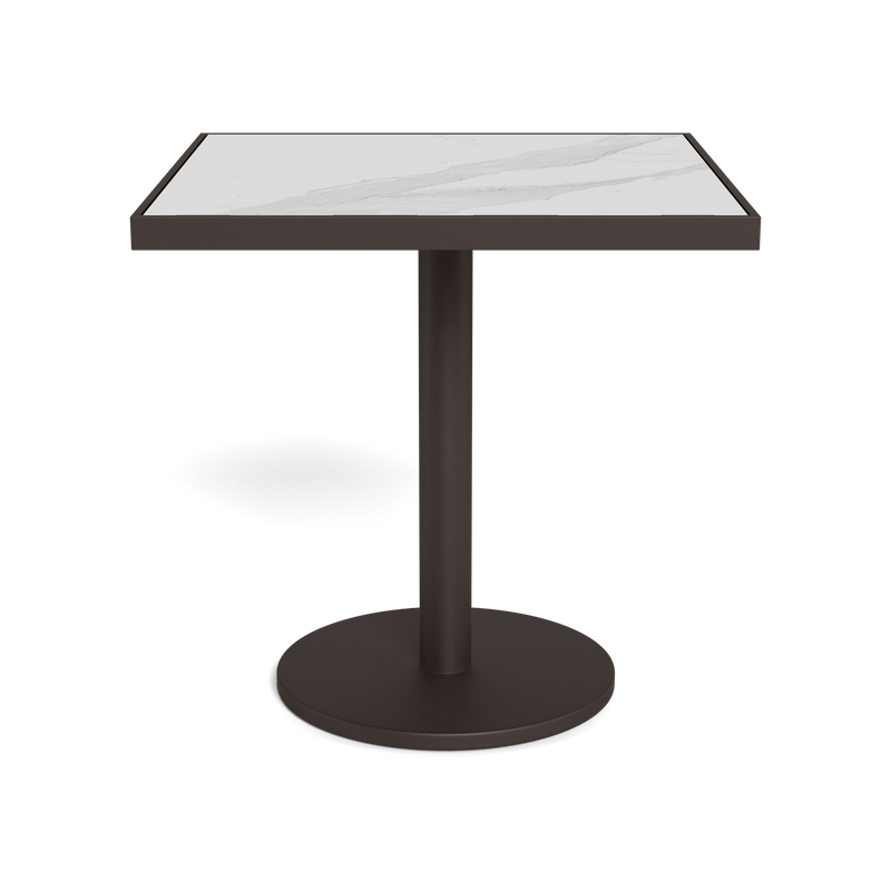 Vienna 30" Square Bistro Table | Aluminum Bronze, Laminam Bianco,