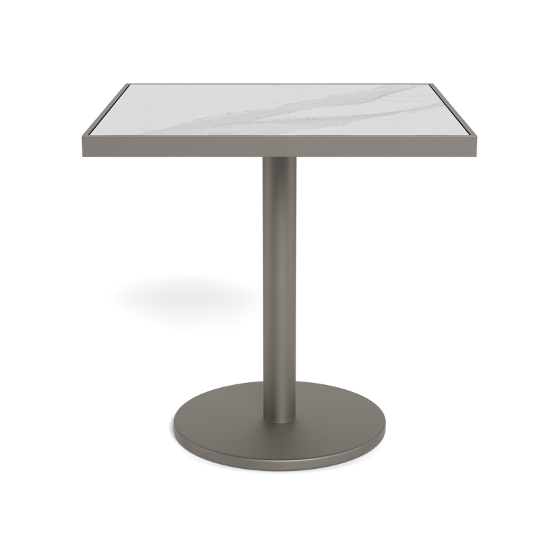 Vienna 30" Square Bistro Table | Aluminum Taupe, Laminam Bianco,