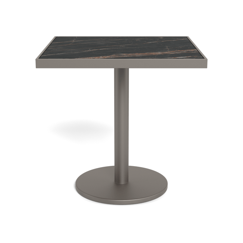 Vienna 30" Square Bistro Table | Aluminum Taupe, Laminam Noir,