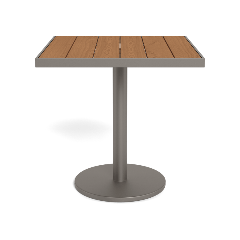 Vienna 30" Square Bistro Table | Aluminum Taupe, Teak Natural,