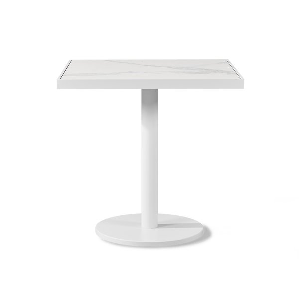 Vienna 30" Square Bistro Table | Aluminum White, Laminam Bianco,