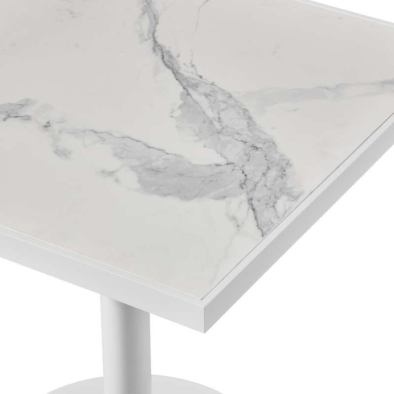 Vienna 30" Square Bistro Table | Aluminum White, Laminam Bianco,