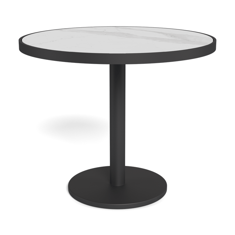 Vienna 36" Round Bistro Table | Aluminum Asteroid, Laminam Bianco,