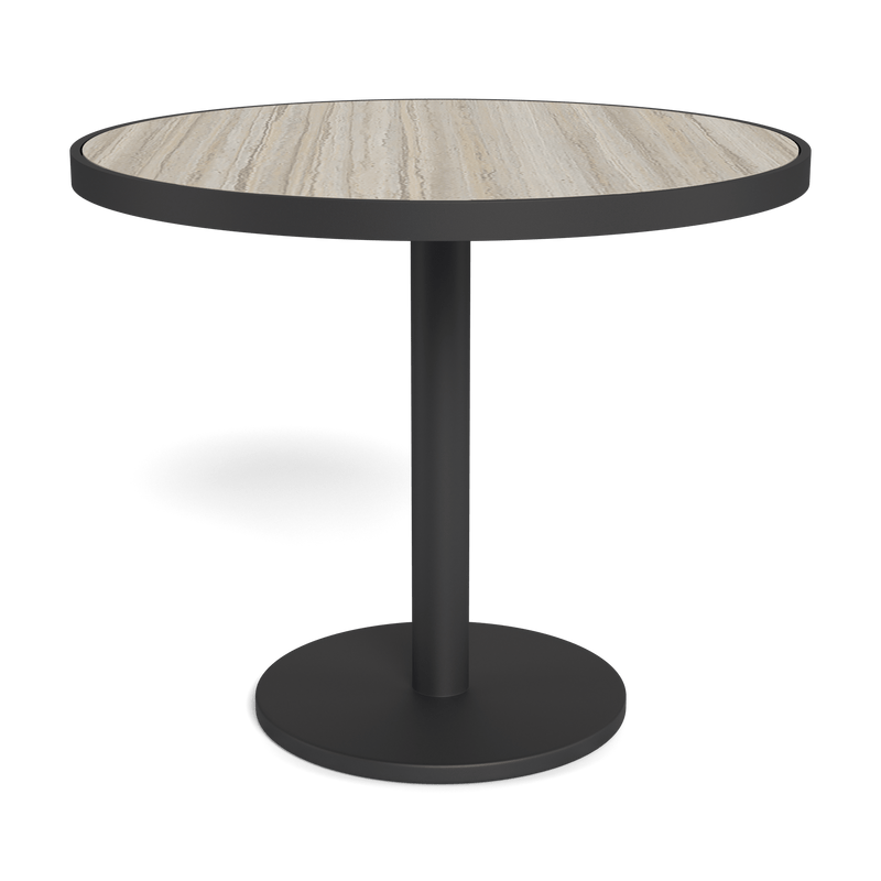 Vienna 36" Round Bistro Table | Aluminum Asteroid, Laminam Grigio,