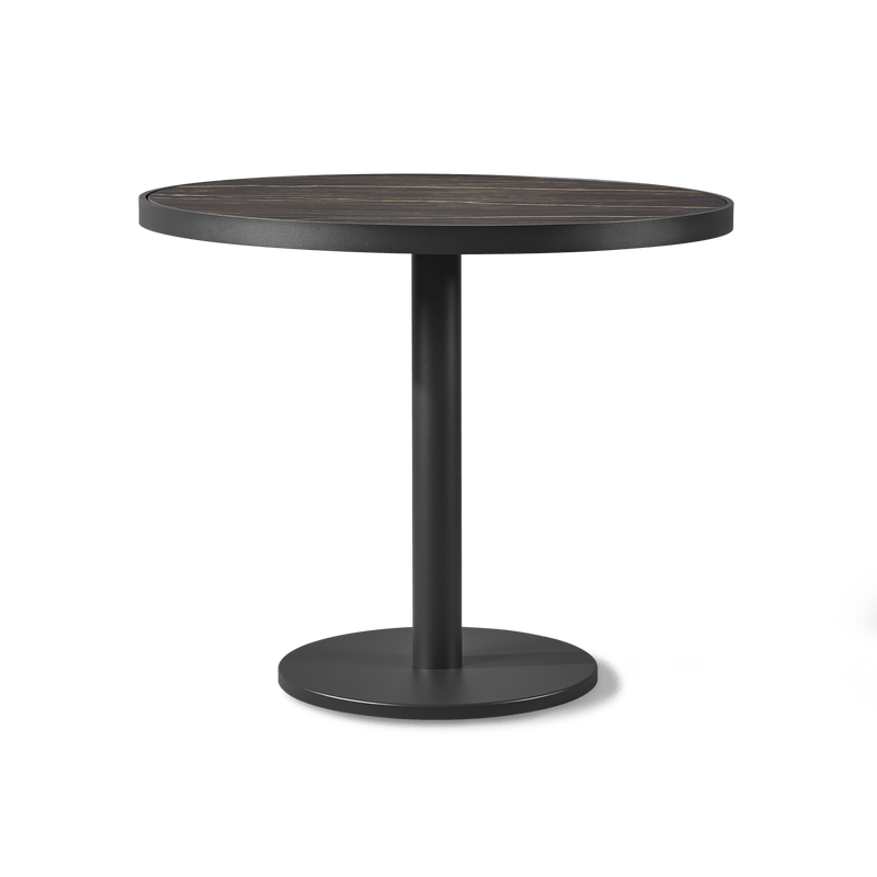 Vienna 36" Round Bistro Table | Aluminum Asteroid, Laminam Noir,