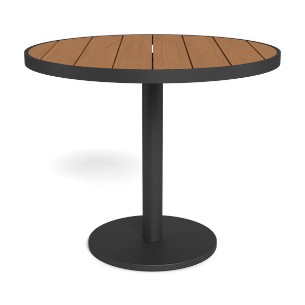 Vienna 36" Round Bistro Table | Aluminum Asteroid, Teak Natural,