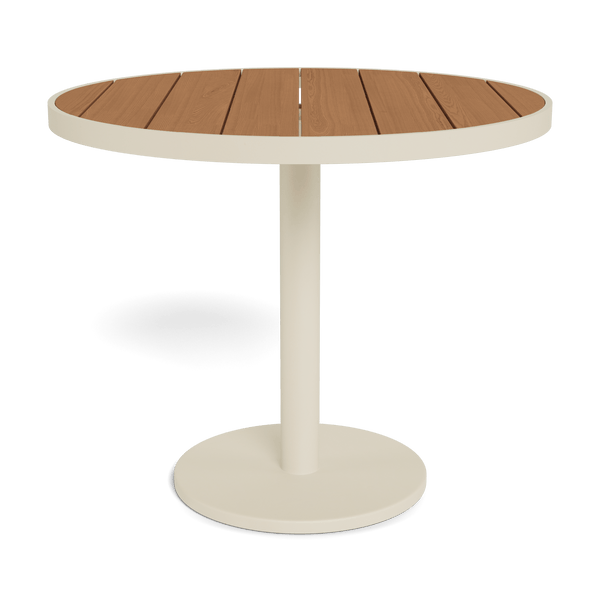 Vienna 36" Round Bistro Table | Aluminum Bone, Teak Natural,