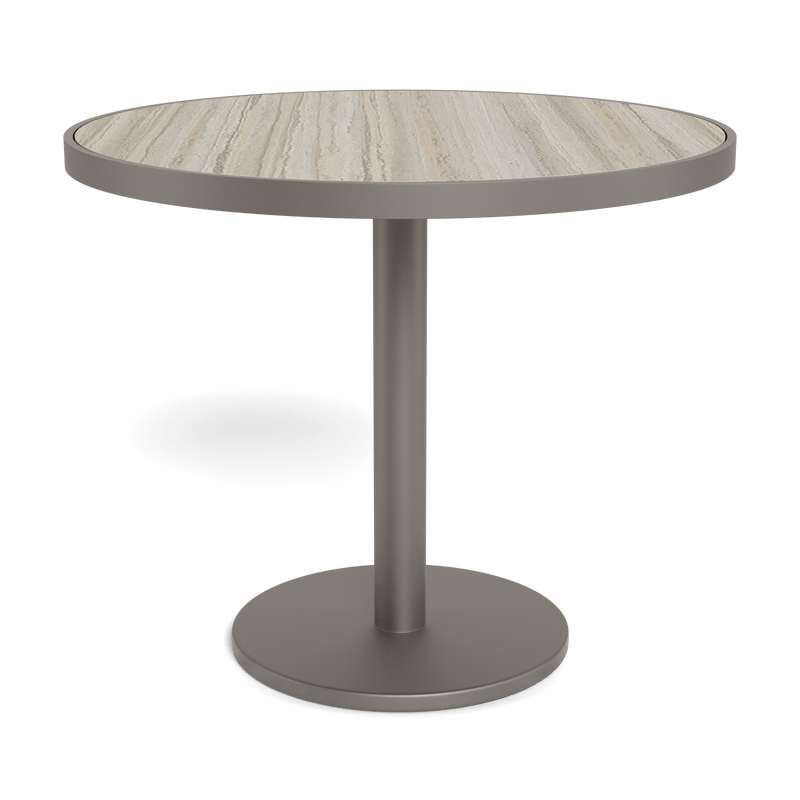 Vienna 36" Round Bistro Table | Aluminum Taupe, Laminam Grigio,