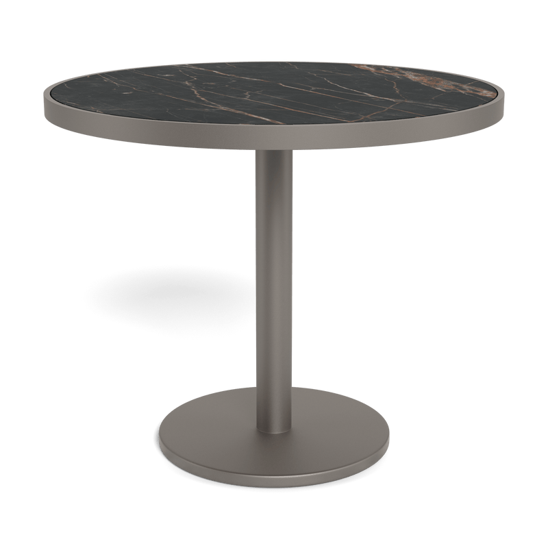 Vienna 36" Round Bistro Table | Aluminum Taupe, Laminam Noir,