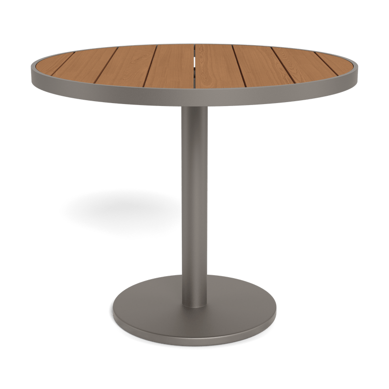 Vienna 36" Round Bistro Table | Aluminum Taupe, Teak Natural,