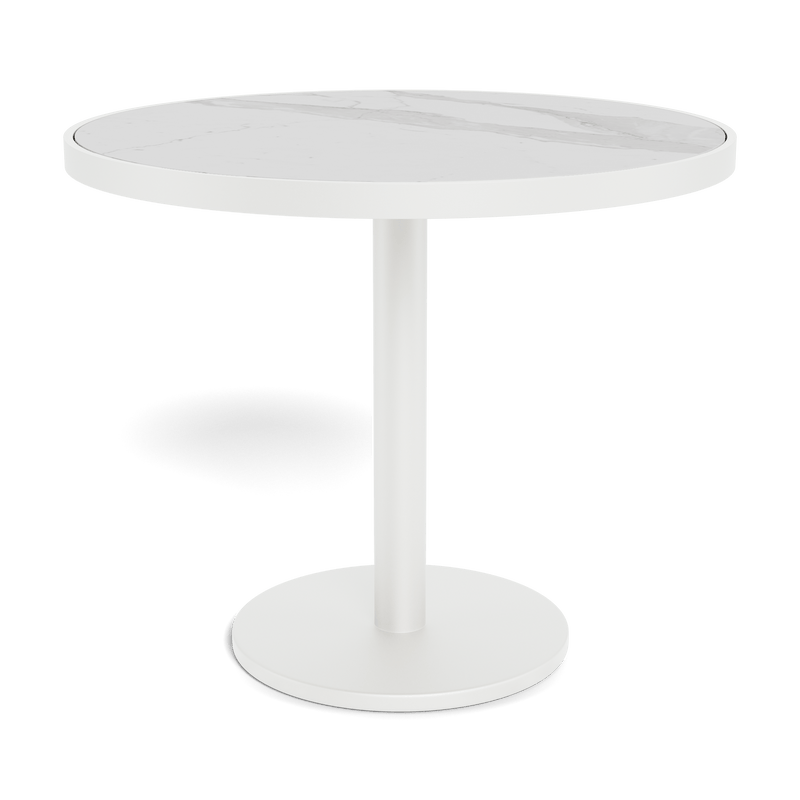 Vienna 36" Round Bistro Table | Aluminum White, Laminam Bianco,