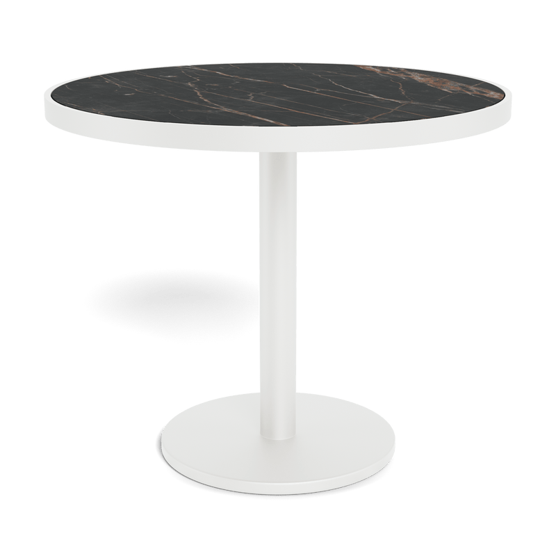 Vienna 36" Round Bistro Table | Aluminum White, Laminam Noir,