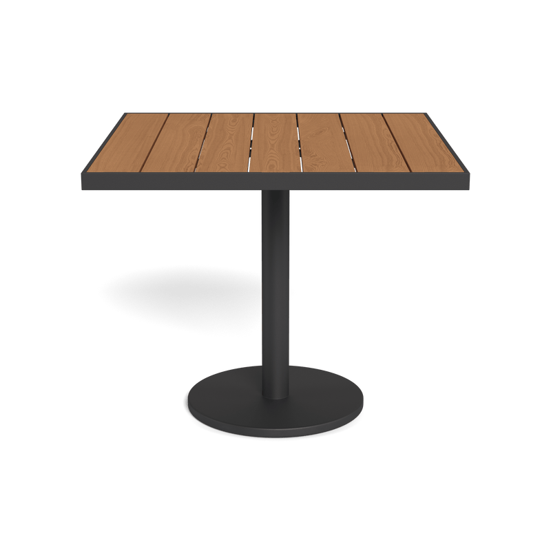 Vienna 36" Square Bistro Table | Aluminum Asteroid, Teak Natural,