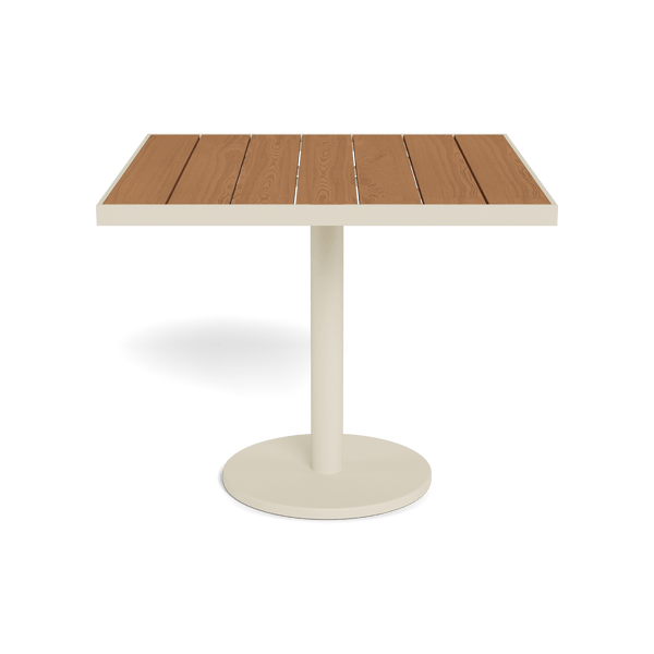 Vienna 36" Square Bistro Table | Aluminum Bone, Teak Natural,