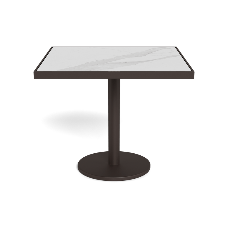 Vienna 36" Square Bistro Table | Aluminum Bronze, Laminam Bianco,