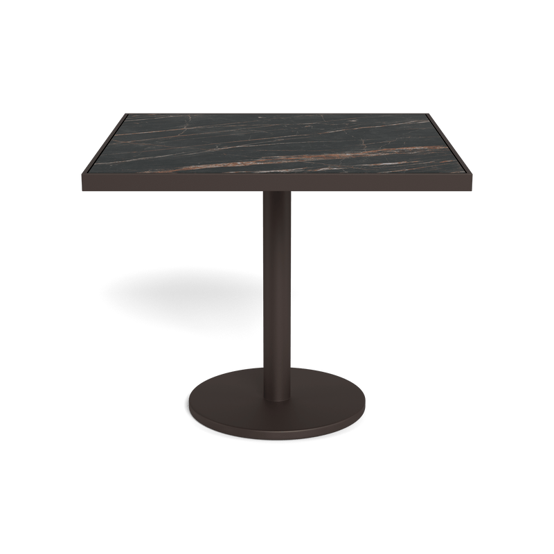 Vienna 36" Square Bistro Table | Aluminum Bronze, Laminam Noir,