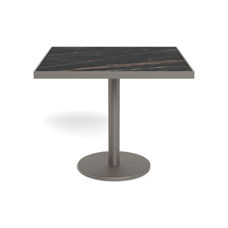 Vienna 36" Square Bistro Table | Aluminum Taupe, Laminam Noir,