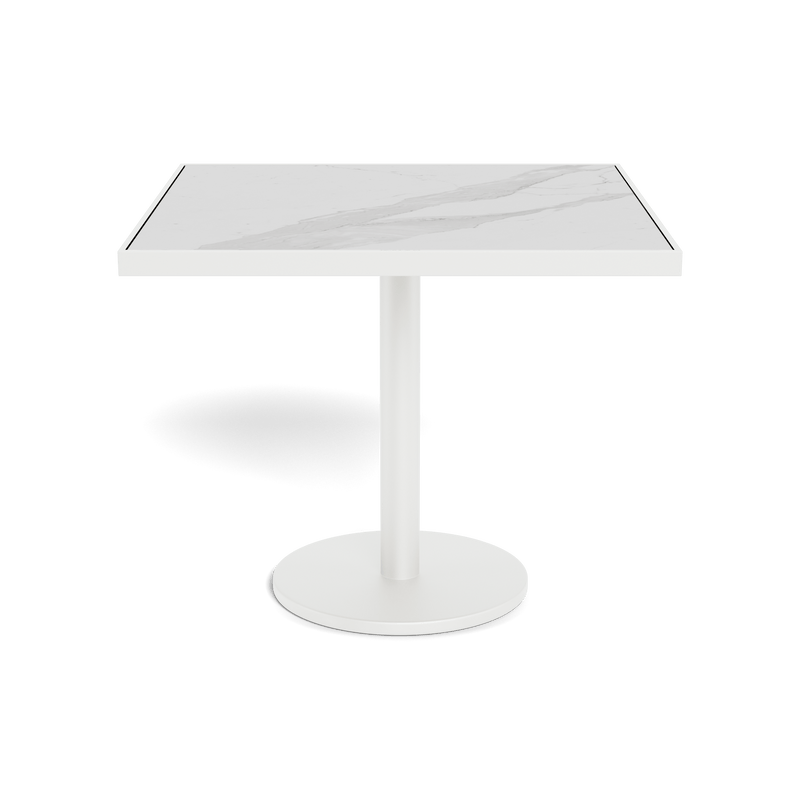 Vienna 36" Square Bistro Table | Aluminum White, Laminam Bianco,