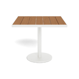 Vienna 36" Square Bistro Table | Aluminum White, Teak Natural,