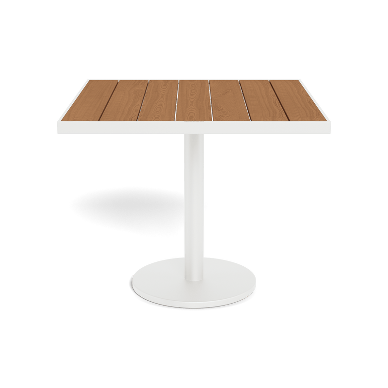 Vienna 36" Square Bistro Table | Aluminum White, Teak Natural,